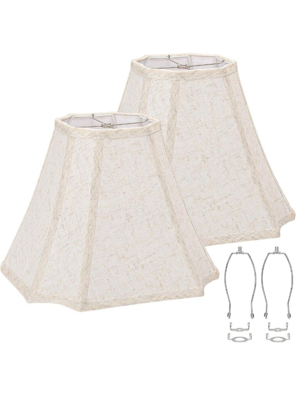 Beige Square Cut Corner Bell Lamp Shades Set of 2, 6.5"x13"x10.5" - Home Decor